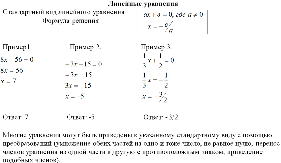 Уравнение начало